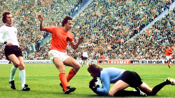 Cruyff in action for the Netherlands during the 1974 World Cup final defeat to Germany