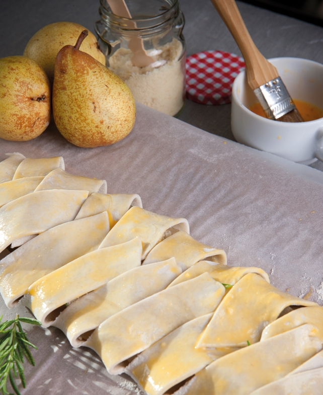 Pear and rosemary pastry braid
