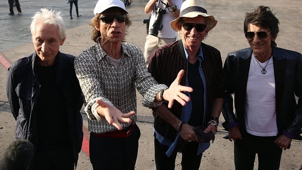 The Rolling Stones at Havana airport on arrival in Cuba last month.