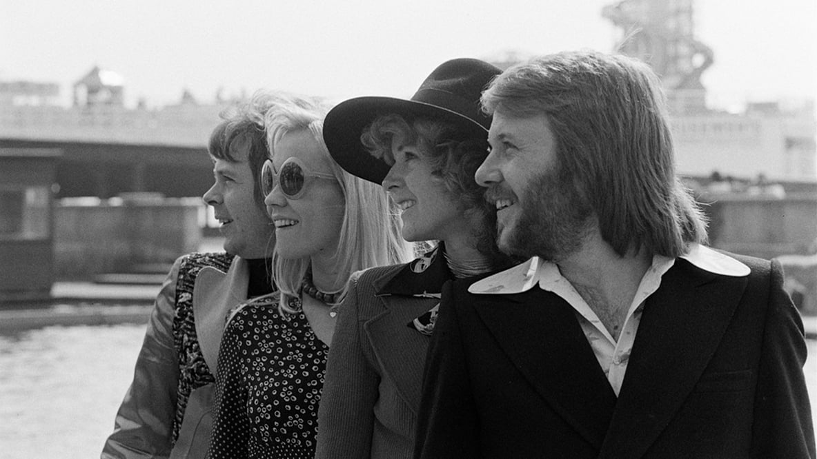 Swedish Pop Group ABBA, Brighton, England (1974). Photographer: Roy Bedell