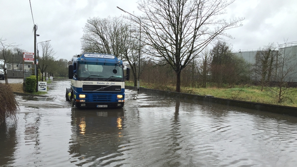 A truck makes it way through flood water on the Monaghan Road in Cork