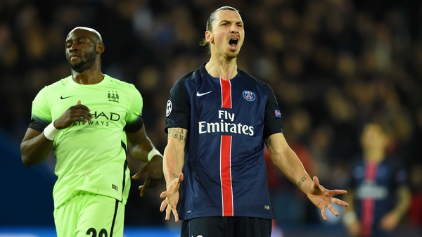 Zlatan Ibrahimovic reacts to a missed chance last week against City