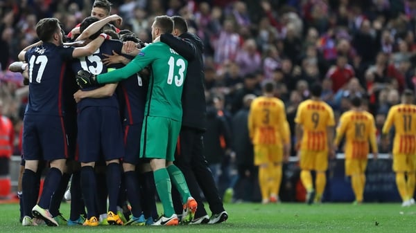 Atletico Madrid players celebrate victory