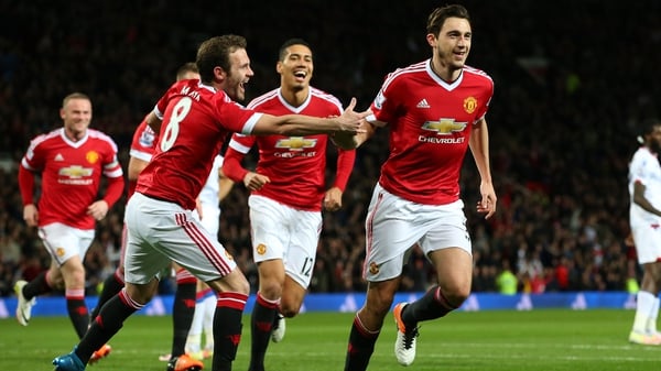 Matteo Darmian celebrates his goal against Crystal Palace