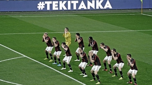 Actors performing the Haka dressed as AC Milan players