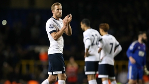 A despondent Harry Kane acknowledges the Spurs fans at full-time after the 1-1 draw against West Brom