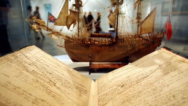 James Cook's logbook seen at an exhibition in Germany