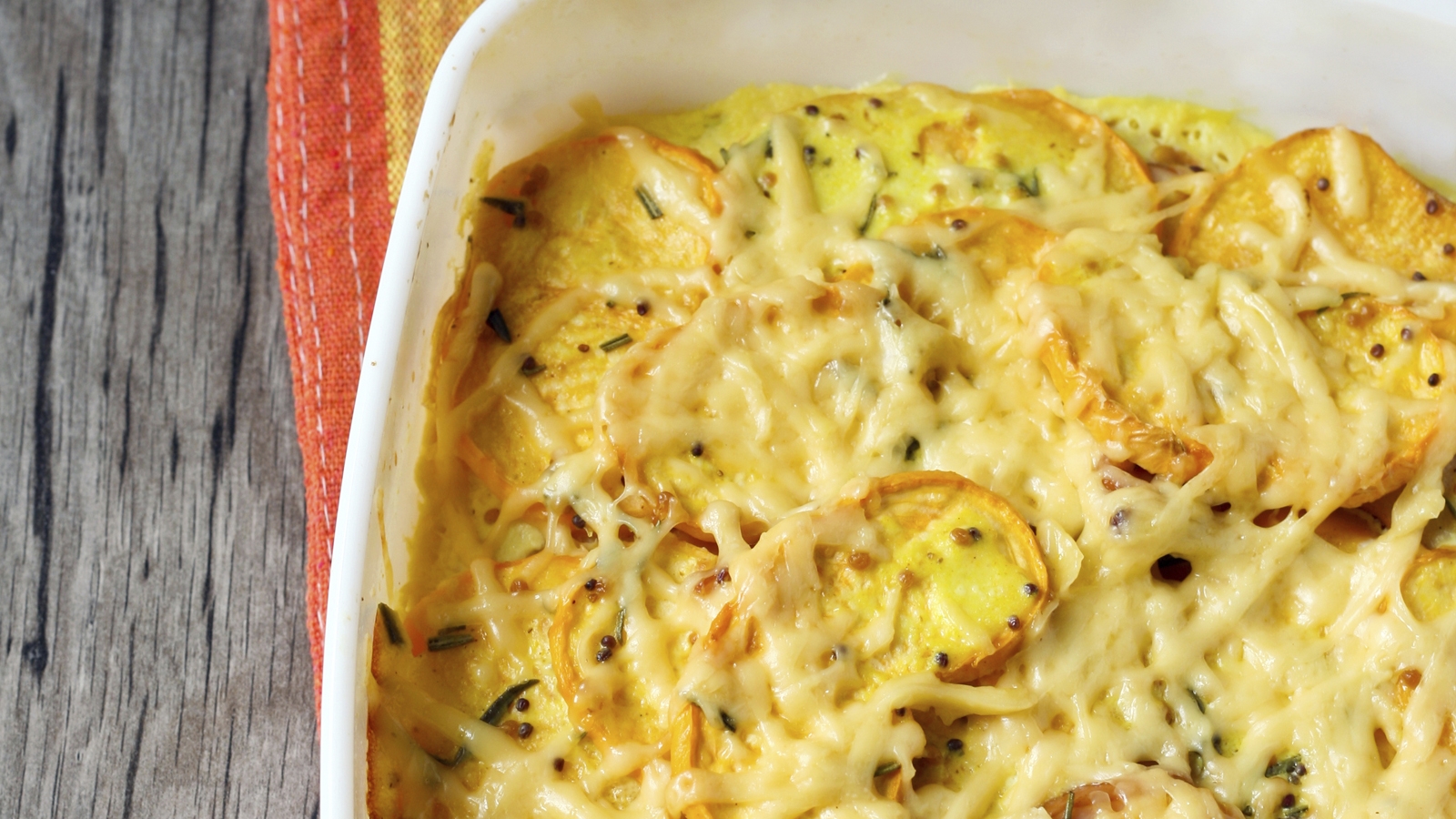 Gratin of Swede Turnips, Potatoes, Bacon, Parmesan