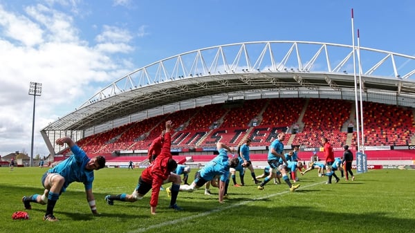Munster squad in a training session at Thomond Park ahead of Saturday's crunch encounter