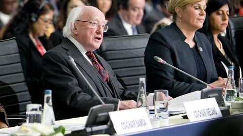 Michael D Higgins is also meeting leaders of the Irish relief agencies Concern, Trócaire and Goal at the summit