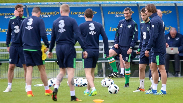 Roy Keane takes a training session at Abbotstown yesterday