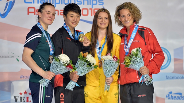 Kellie Harrington (first left) with her silver medal