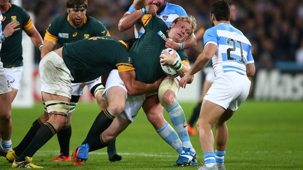 Strauss in action for South Africa against Argentina at last year's Rugby World Cup in England