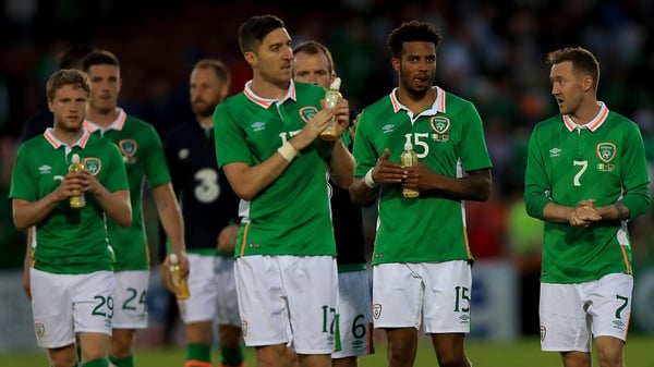 The Republic of Ireland players salute the fans