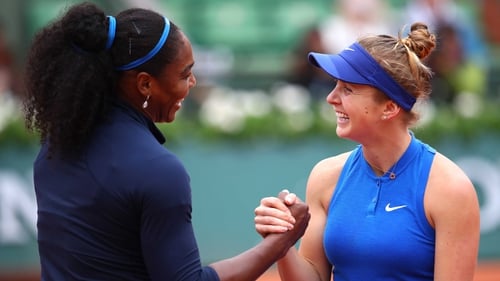 Serena Williams and Elina Svitolina shake hands following today's match