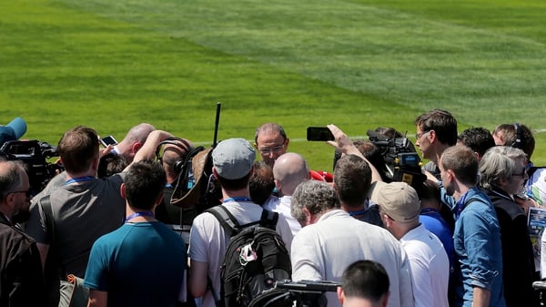 Ireland manager Martin O'Neill speaks to reporters following an open training session in Versailles