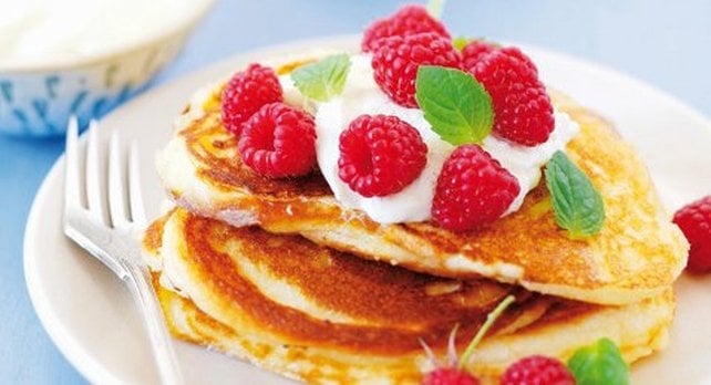 Berry Pancakes, Natural Yoghurt