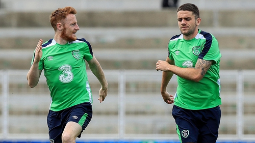 Stephen Quinn and Robbie Brady at training today