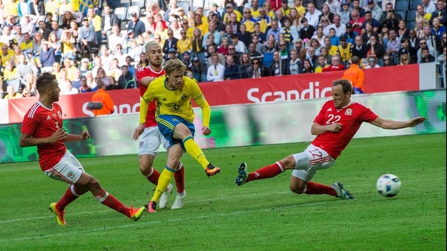 Emil Forsberg scores against Wales