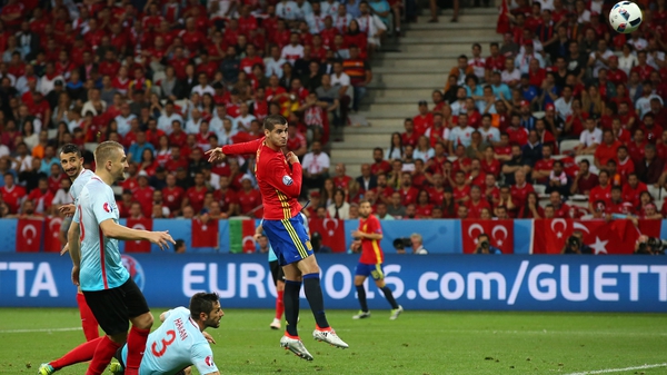 Morata opened his Euro 2016 account with a double against Turkey