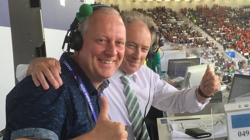 Adrian Eames and Brian Kerr commentating on Ireland v Belgium