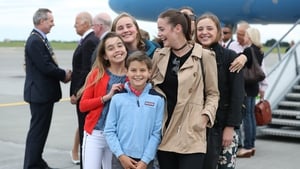 Members of the Biden family pose for a picture. The vice-president is accompanied by his brother, sister, daughter and five grandchildren