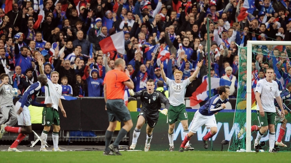 Irish players show their frustration after France drew level in that play-off