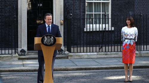 Mr Cameron announces his resignation as his wife Samantha Cameron looks on