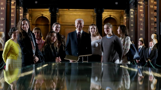 Mr Biden and his family at Trinity College