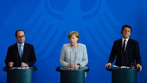 Francois Hollande, Angela Merkel and Matteo Renzi held talks in Berlin