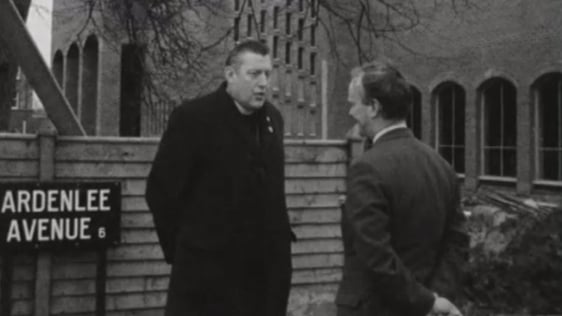 Ian Paisley during an interview with RTÉ reporter, John O'Donoghue, on Ardenlee Avenue, Belfast.
