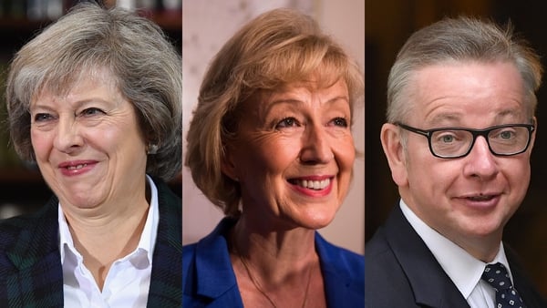 Theresa May (L), Andrea Leadsom (C) and Michael Gove are contesting to succeed David Cameron