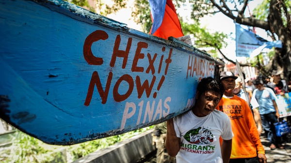 Anti China protestors rally against China's territorial claims in the Spratlys group of islands in the South China Sea