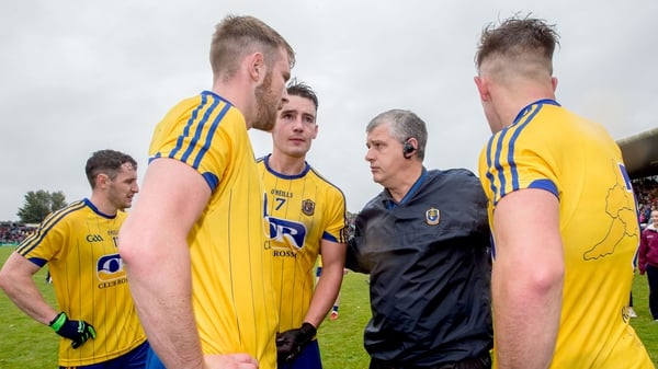 McStay talks to his Roscommon players, who now must pick themselves up off the ground