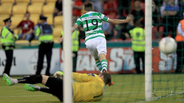 Sean Boyd scoring for Shamrock Rovers in this fixture last year