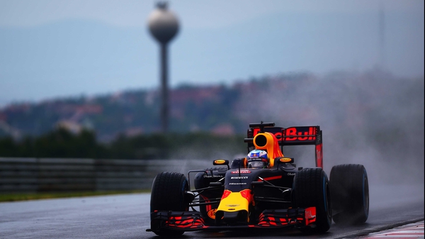 Daniel Ricciardo at a wet Hungaroring yesterday