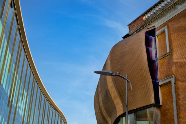 Curved brick addition to the Crawford Art Gallery, Cork, Ireland, 