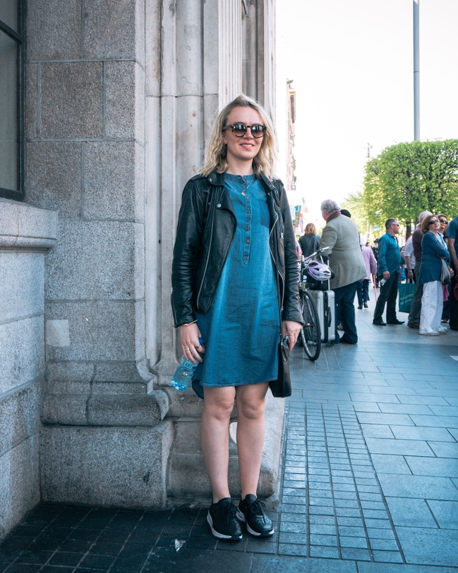 This denim and leather combo is on point