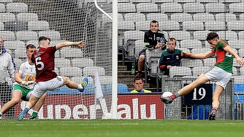 Jason Doherty finds the net for Mayo