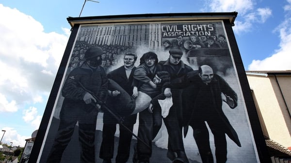 A mural in Derry marks the final moments of John 'Jackie' Duddy, one of the Bloody Sunday victims