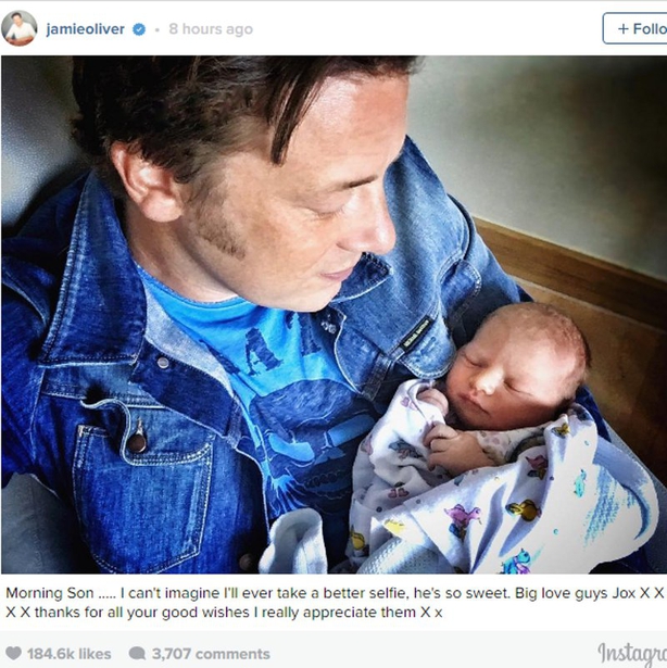 Jamie Oliver and wife share sweet snap of fifth child