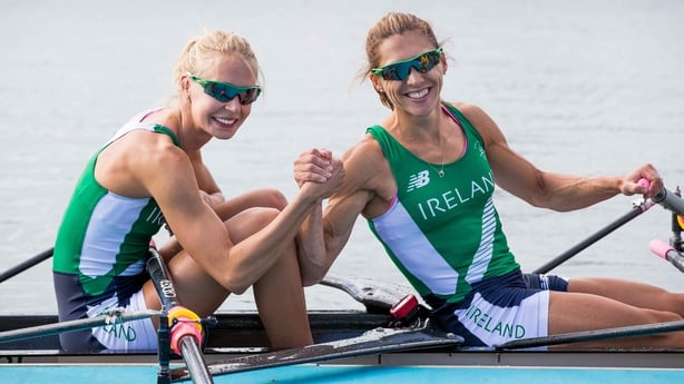 Claire Lambe and Sinead Lynch celebrate reaching the final
