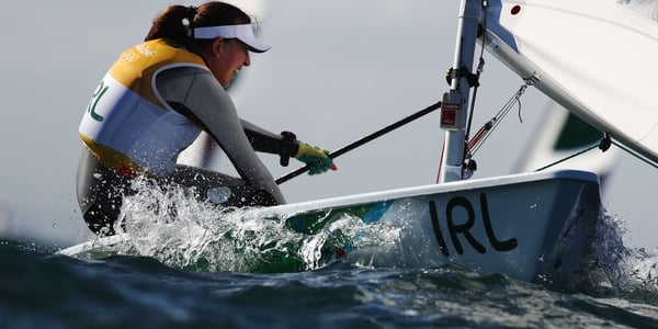 Annalise Murphy sailing in tough conditions in Rio today