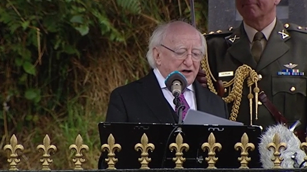 President Michael D Higgins delivered a speech at the ceremony in Béal na Bláth in Cork