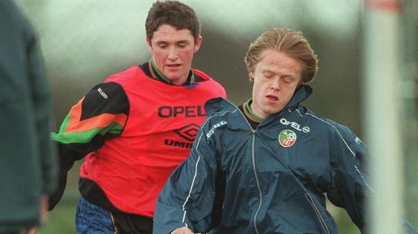 Robbie Keane, seen here with Damien Duff, was part of Brian Kerr's U-18 side which won the 1998 European Championships