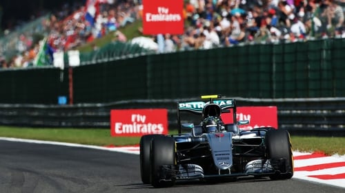 Nico Rosberg in action during practice in Belgium