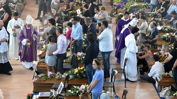 Mourners gathered for the state funeral in Ascoli Piceno