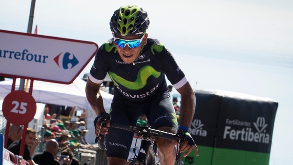 Nairo Quintana surged clear in the last kilometre of the gruelling Alto de la Camperona