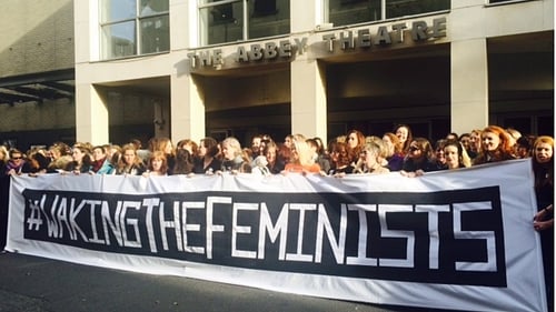 Waking the Feminists gathered outside the Abbey Theatre in Dublin last November