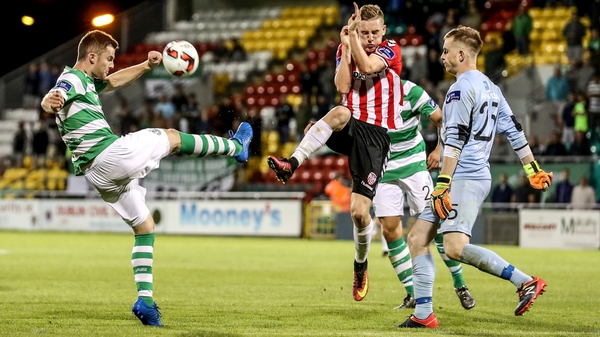 David O'Connor clears the ball from the Rovers defence